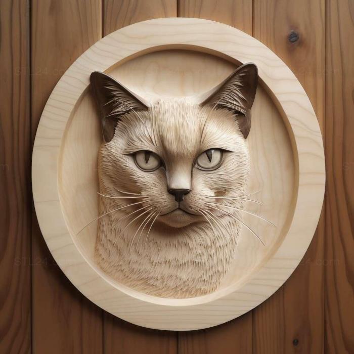 Nature and animals (Snowshoe cat 3, NATURE_4551) 3D models for cnc